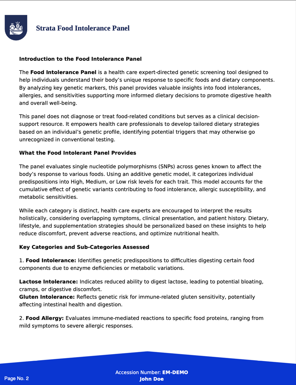 Altera Food Intolerance & Sensitivity Profile